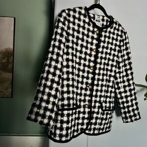 Vintage Leslie Fay Houndstooth Blazer & Skirt Two Piece Set